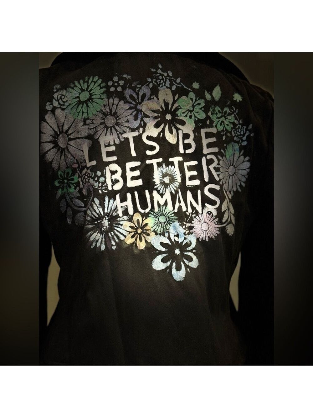 Silence + Noise Black Faux Suede Moto Jacket “Let’s Be Better Humans” - Picture 13 of 13